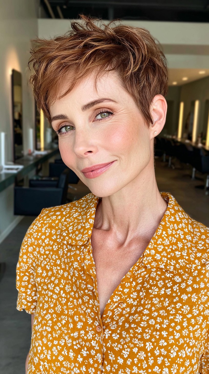 Vibrant Copper Pixie with Textured Layers