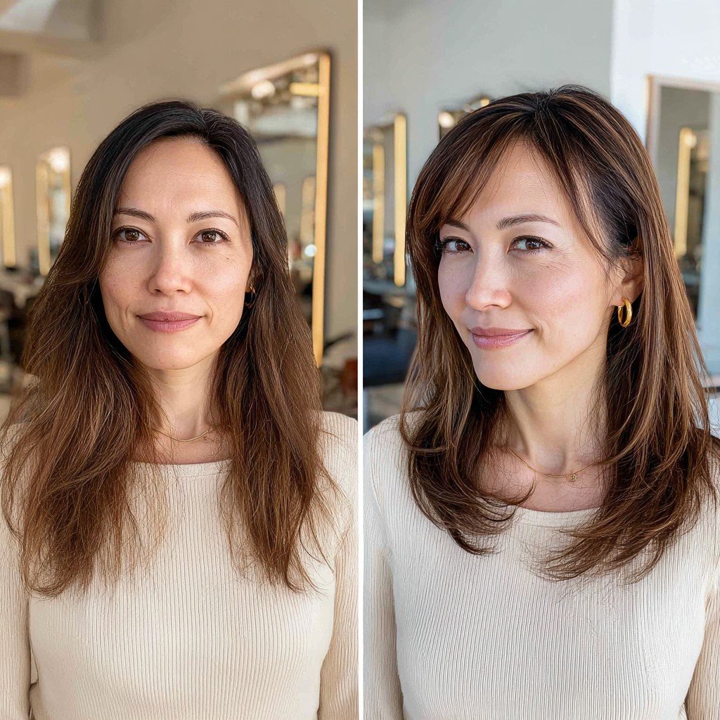 Effortless Bronzed Layers with Subtle Face-Framing