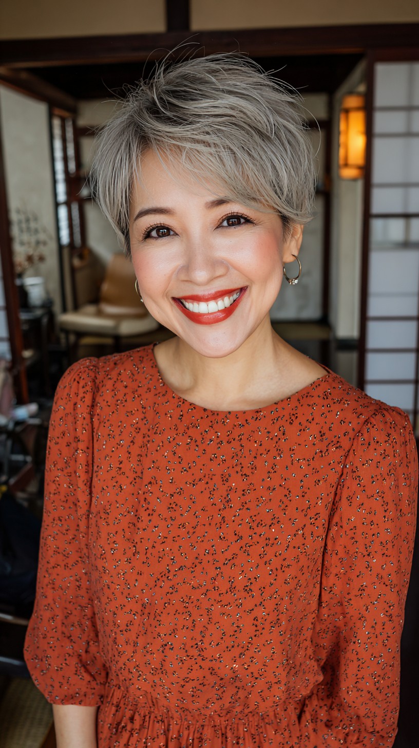Effortlessly Chic Salt-and-Pepper Pixie Cut