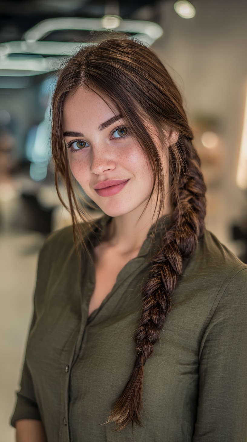 Flowing Chestnut Braid with Natural Texture