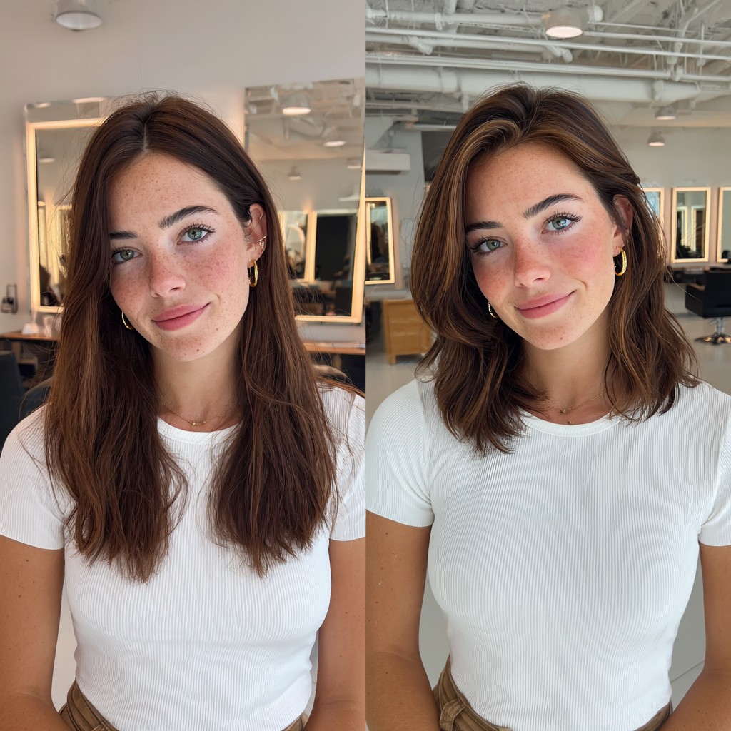 Mid-Length Chestnut Waves with Subtle Highlights