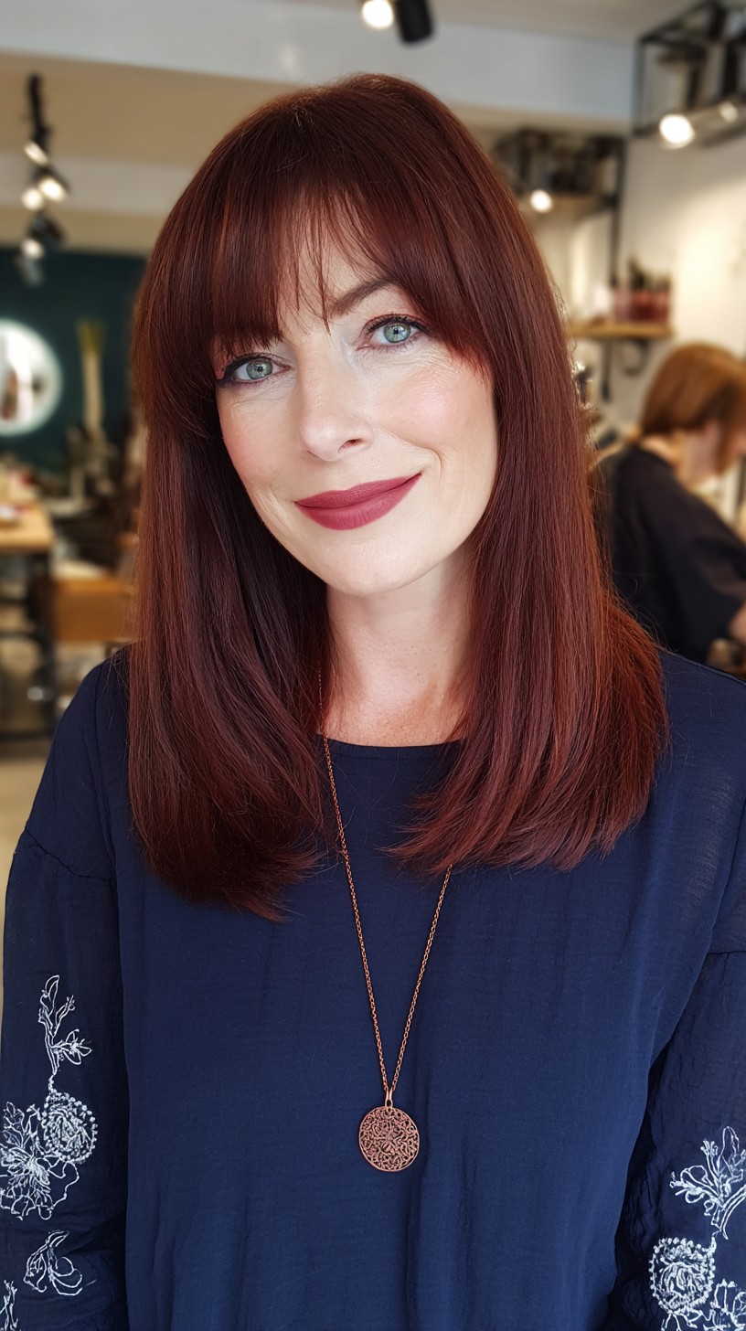 Vibrant Auburn Straight Cut with Subtle Layers