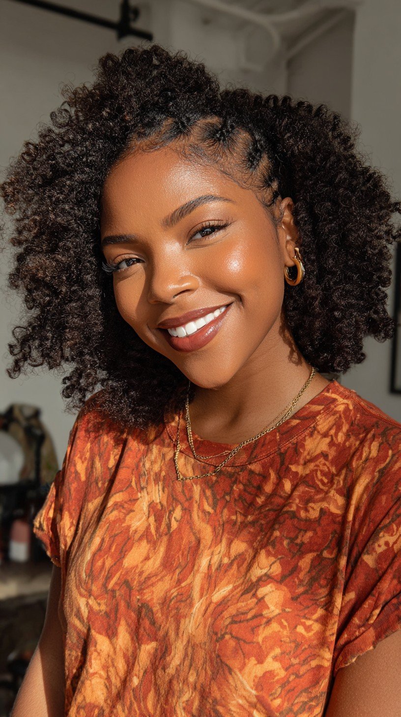 Vibrant Natural Curly Style with Twisted Front