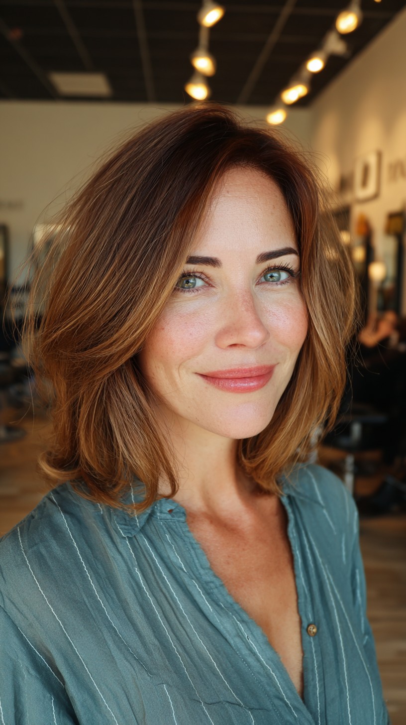 Warm Auburn Shoulder-Length with Soft Waves