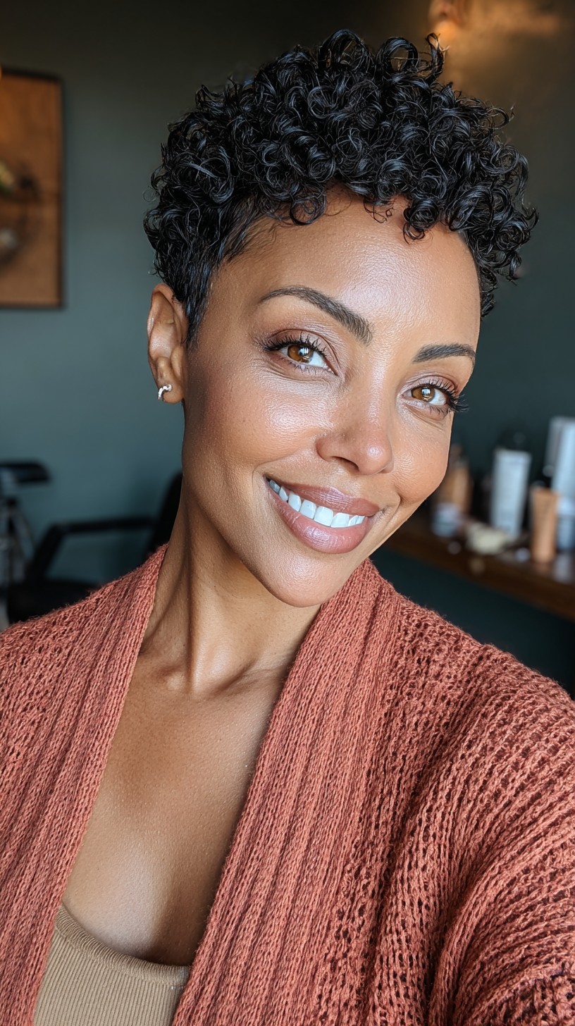 Curly Natural Tapered Cut with Defined Coils