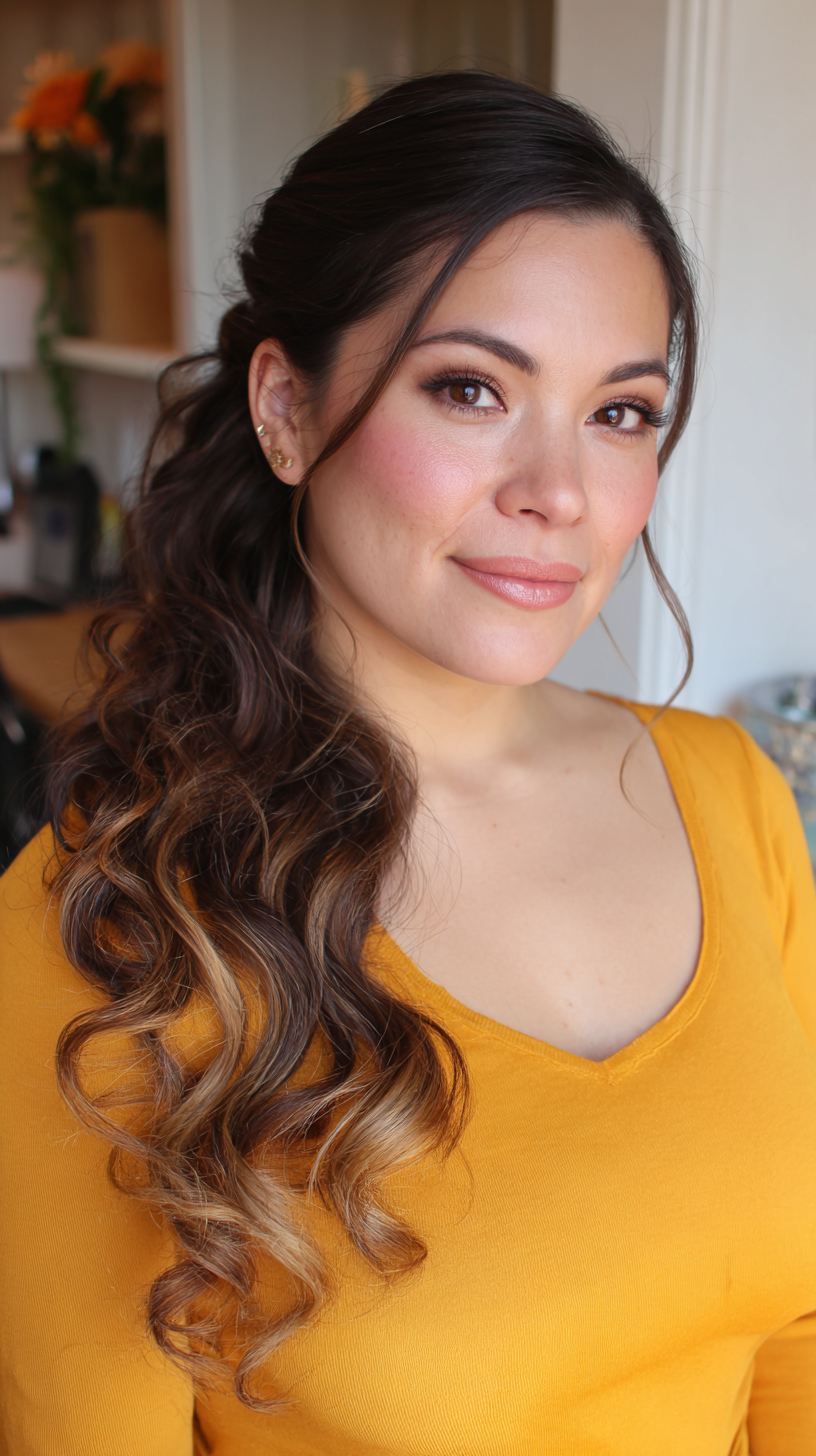 Beautiful Cascading Curls with Subtle Ombre Highlights