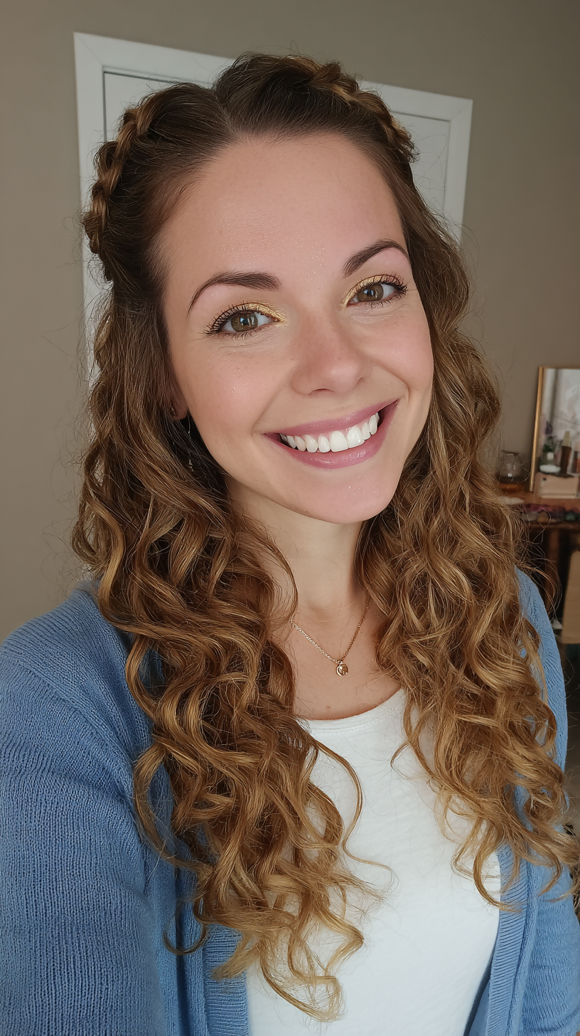Bohemian Braided Half-Up with Defined Curls