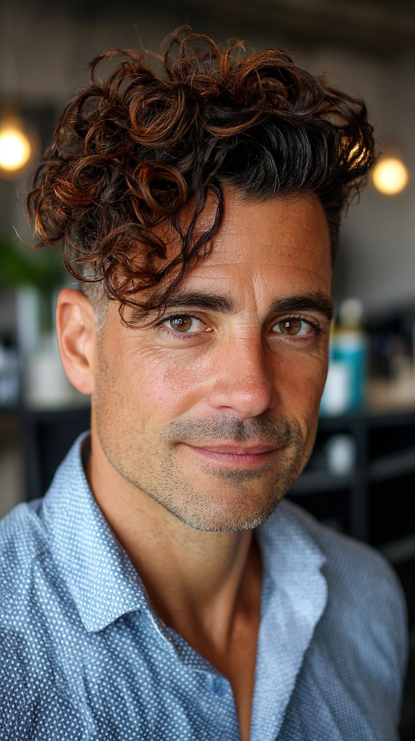 Casually Tousled Ringlet Curls with Natural Highlights