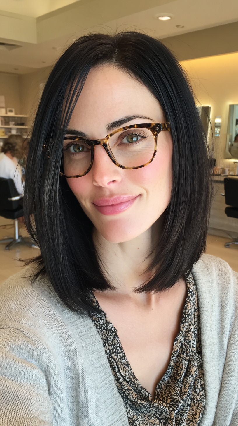 Chic Sleek Jaw-Length Bob with Glossy Finish