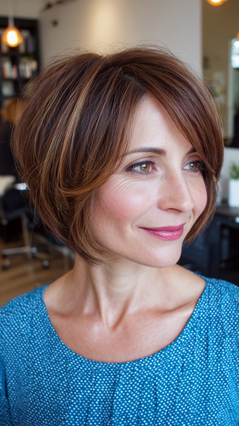 Copper-Toned Stacked Bob with Curved Silhouette
