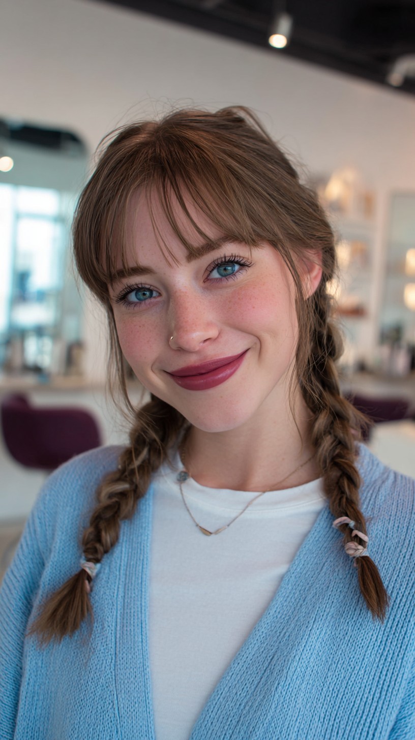 Delightful-Casual-Braided-Pigtails-with-Soft-Bangs