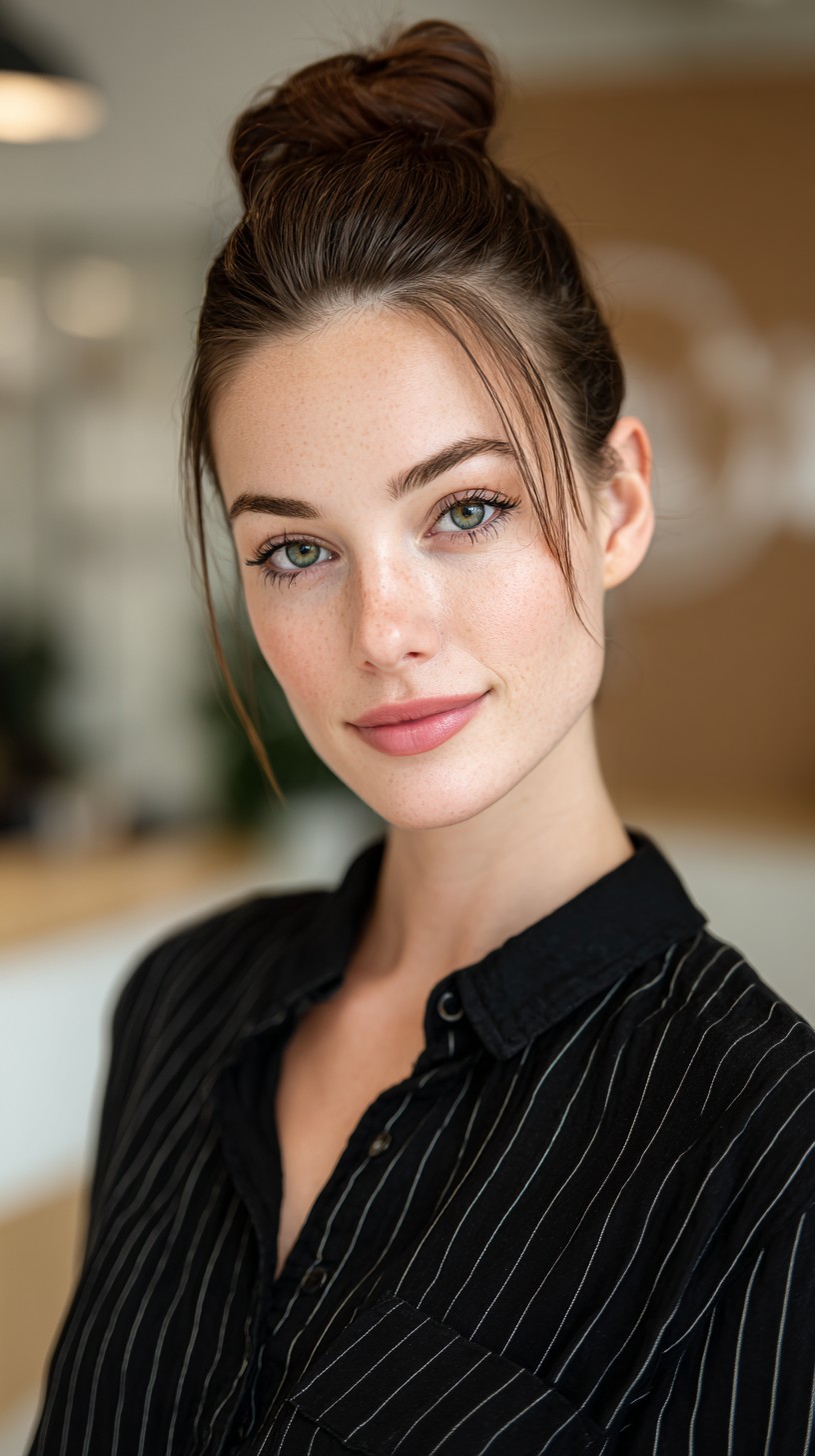 Effortless Top Knot with Wispy Flyaways