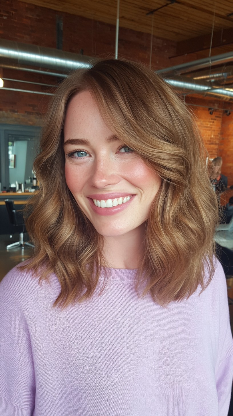 Mid-Length Ash Blonde Waves with Subtle Highlights