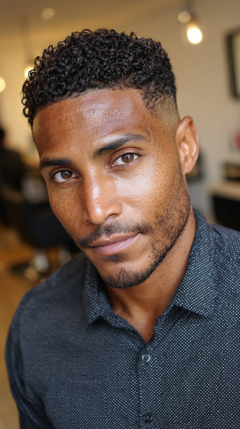 Sharp-Defined Curly Top with Razor-Lined Edges