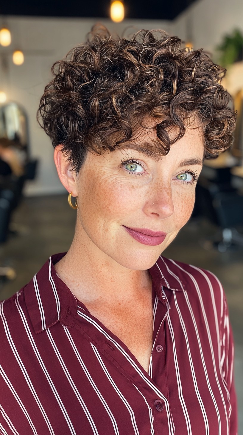 Short Tousled Curls with Natural Highlights