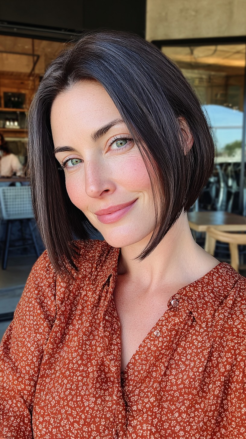 Sleek Deep-Parted Bob with Tapered Ends