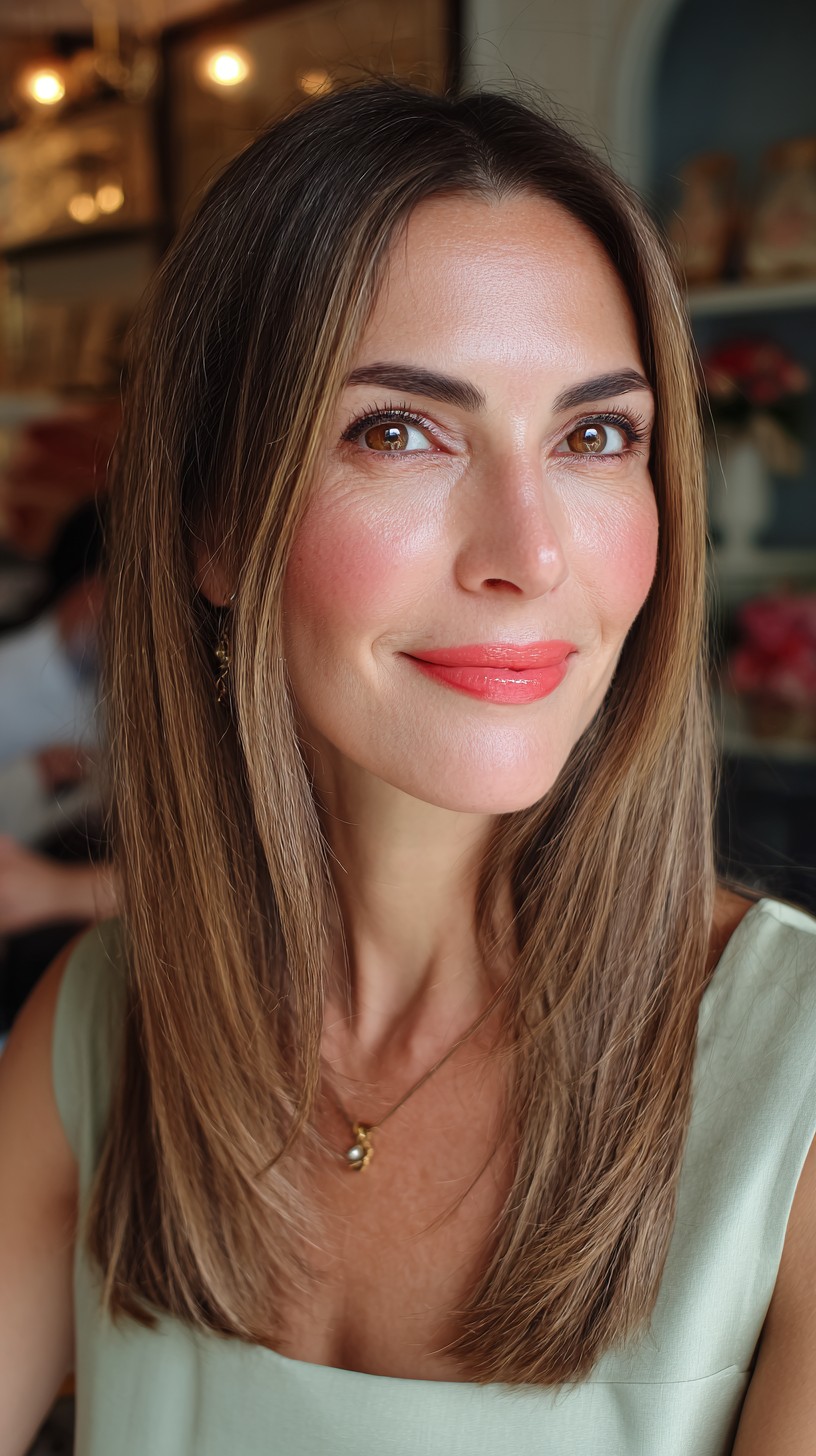 Sleek Mid-Length Layered Cut for Fine Hair