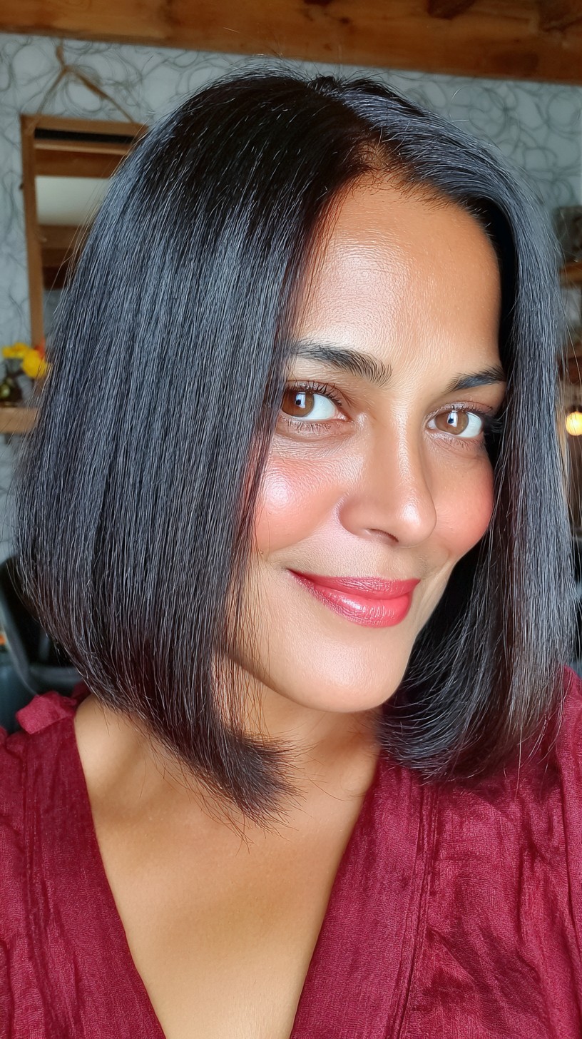 Sleek Midnight Blue Angled Bob