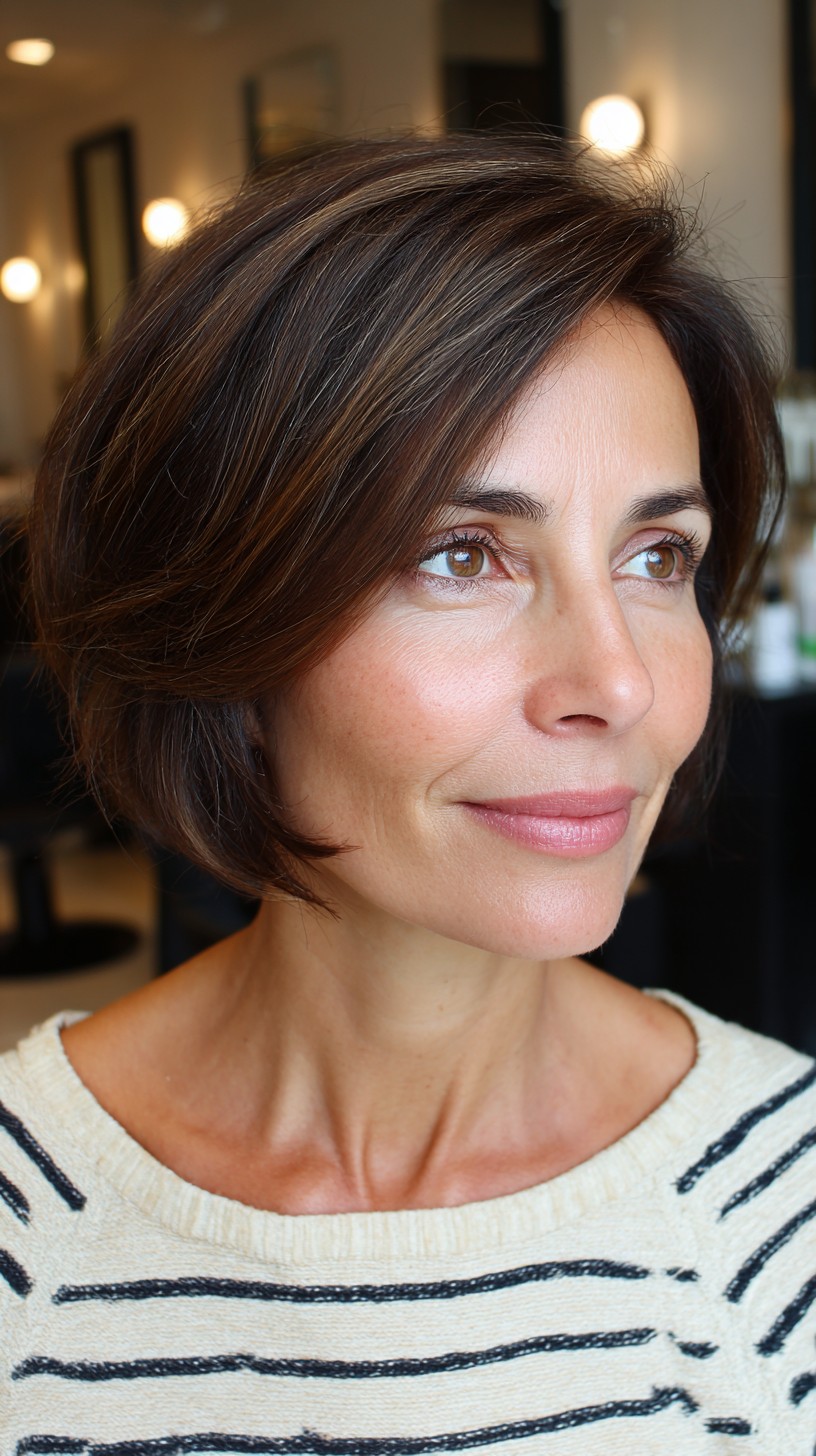 Soft-Contour Layered Bob for Mature Women