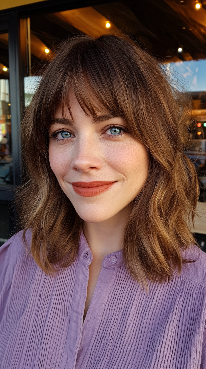 Chic Brown Balayage with Soft Textured Waves