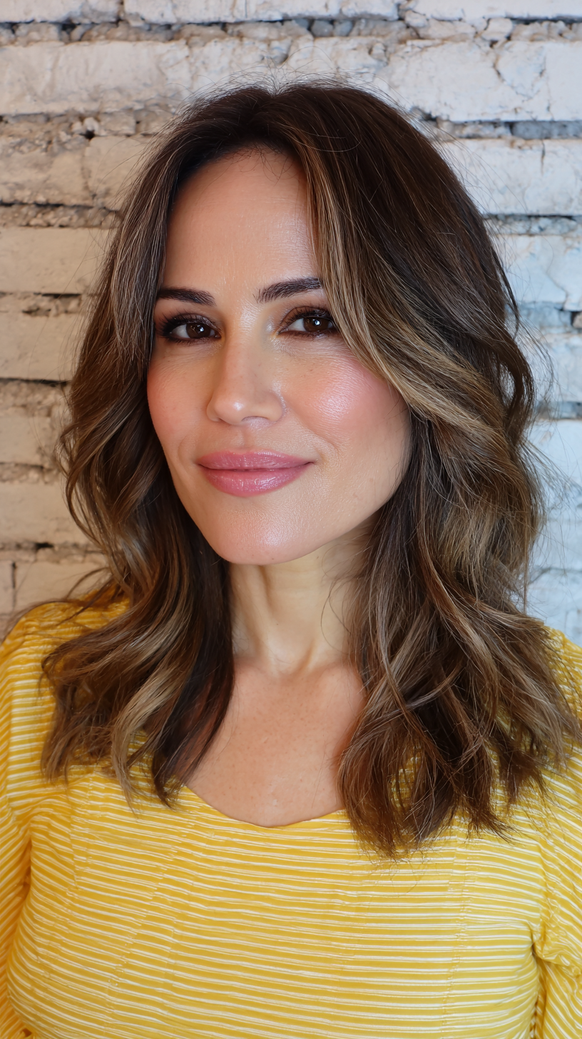 Radiant Chestnut Balayage with Soft Layers