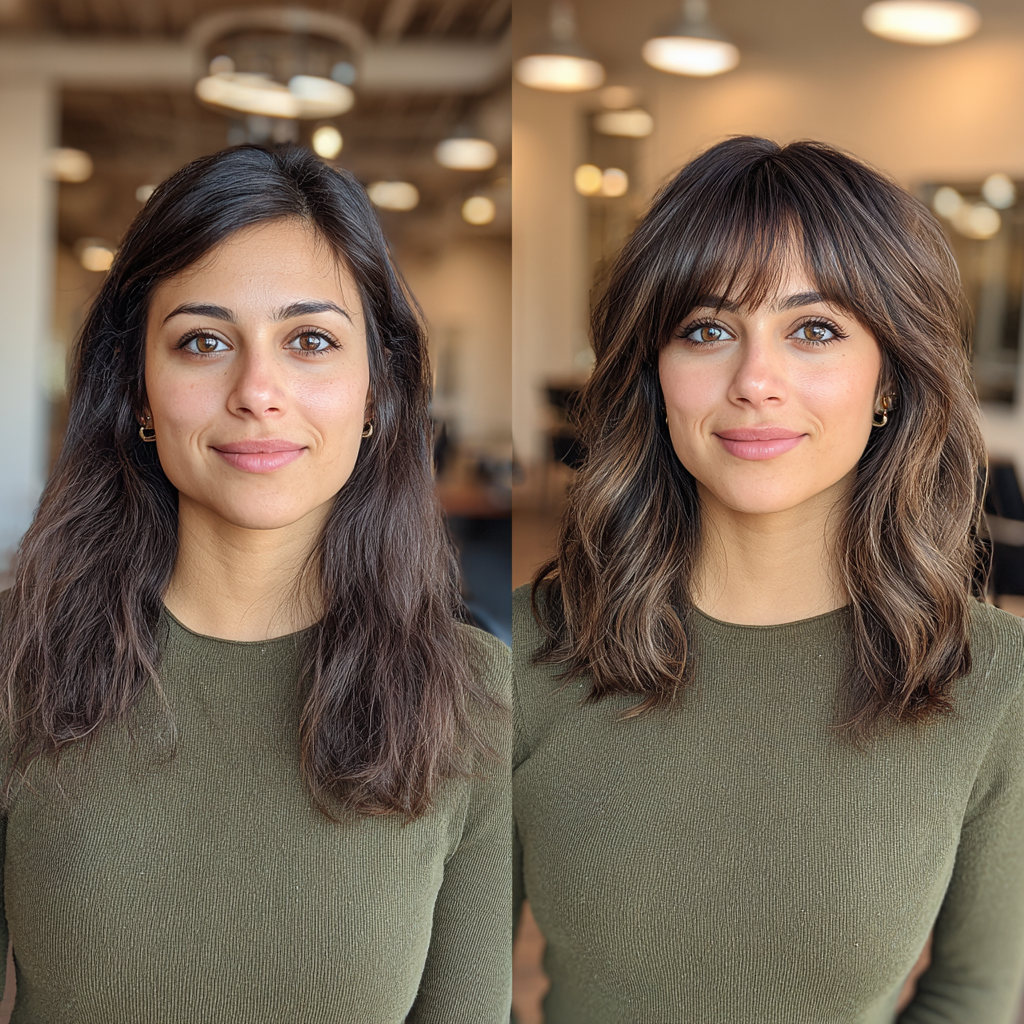 Textured Brown Balayage with Soft Layered Waves