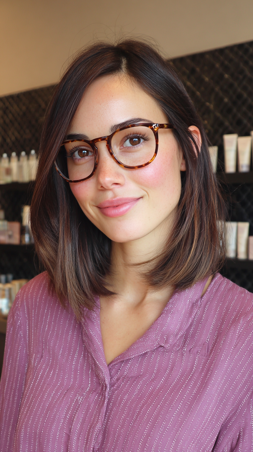 Chic Layered Long Bob with Subtle Face Framing