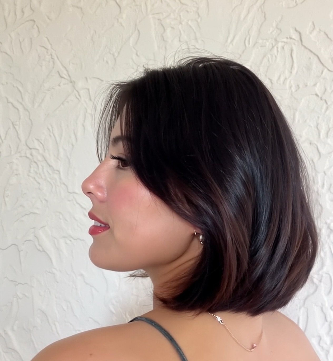 Elegant Espresso Swirl Asymmetrical Bob