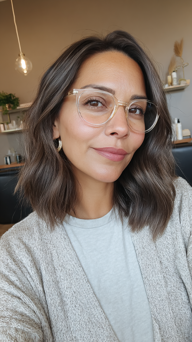 Modern Layered Long Bob with Subtle Waves