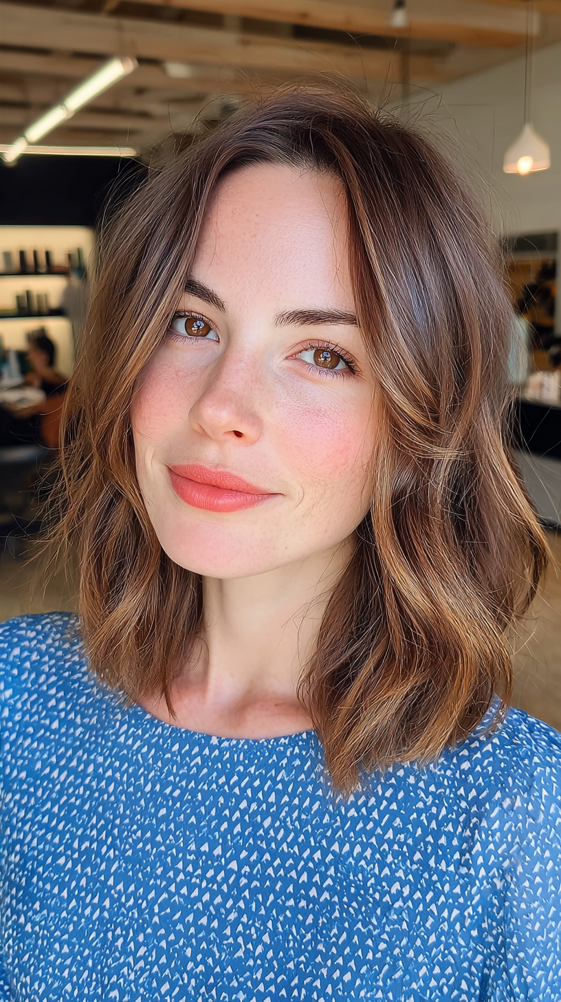 Modern Textured Long Bob with Soft Layers