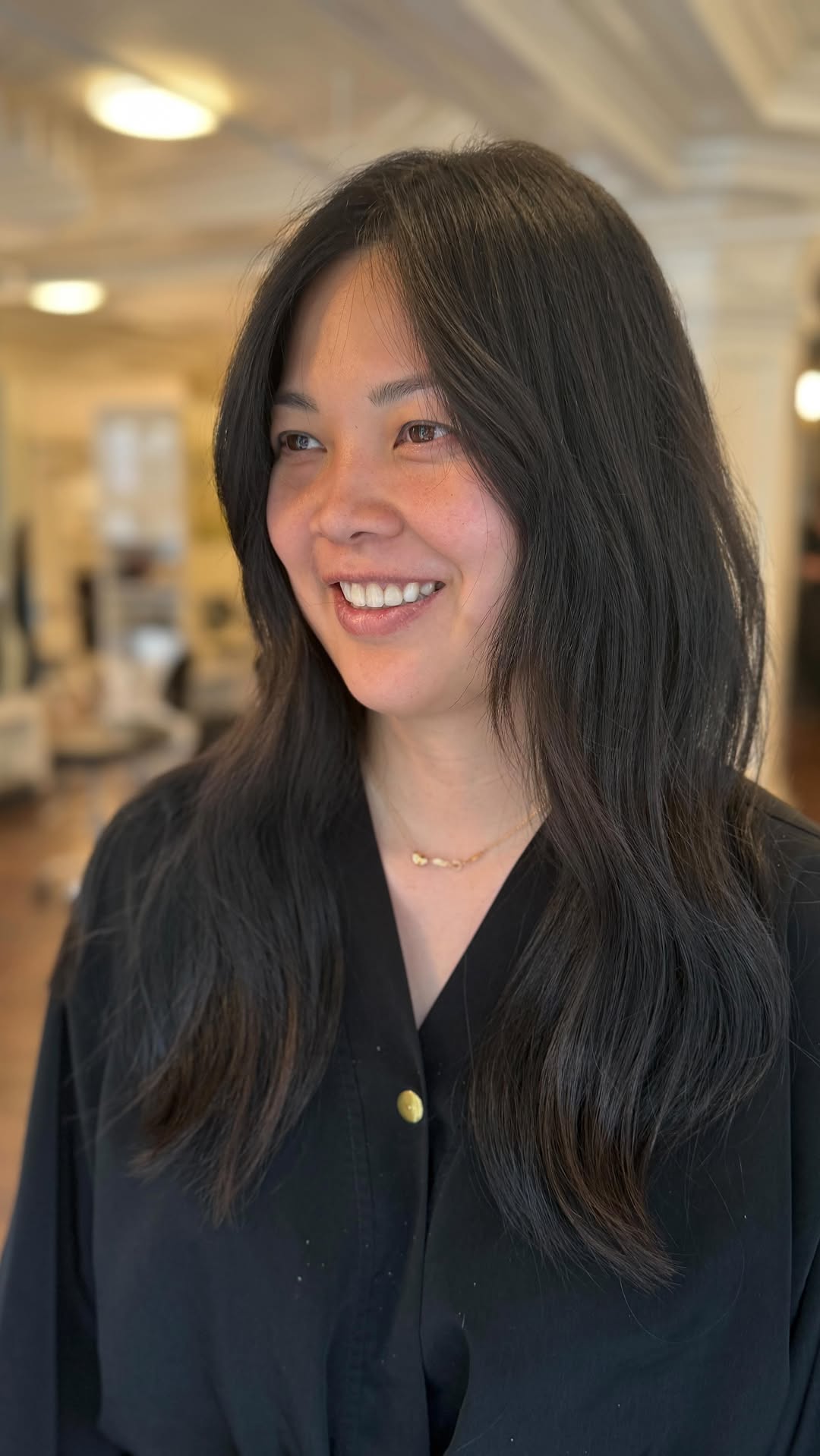 Natural Black Layered Waves Haircut