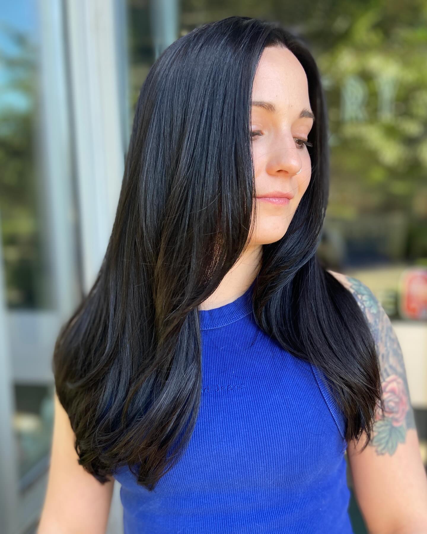 Sleek Midnight Blue Long Layers