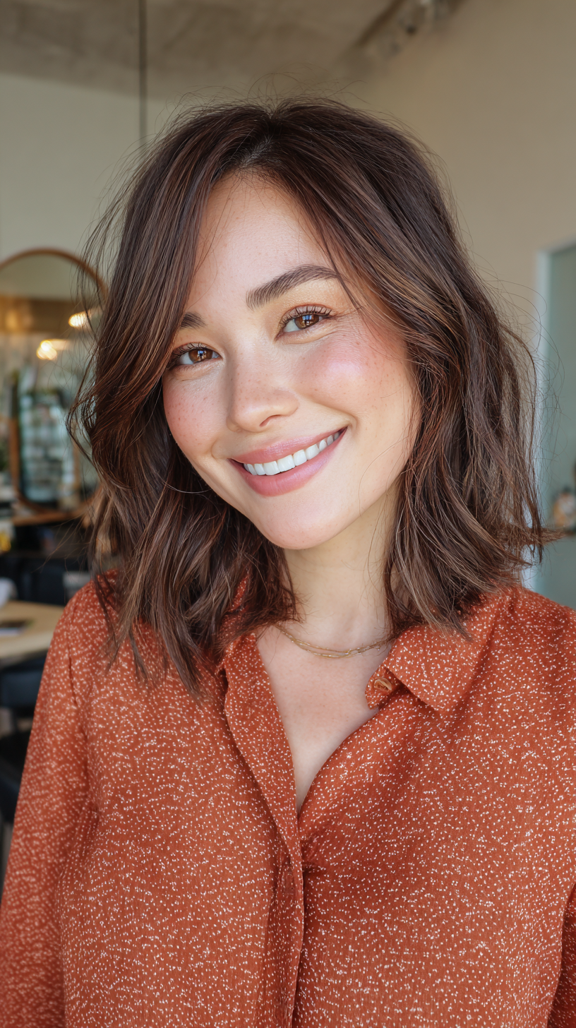 Stylish Wavy Long Bob with Face-Framing Layers