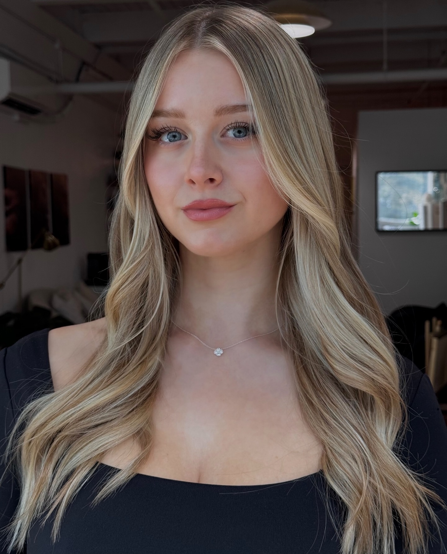 Subtle Vanilla Ash Balayage with Delicate Waves