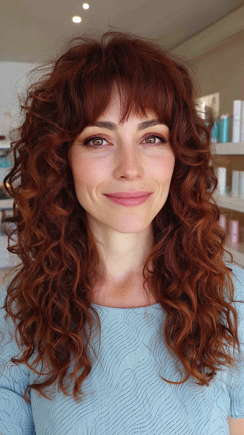 Sunkissed Auburn Tendrils with Soft Fringe