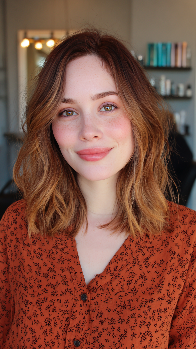 Warm Ombre Long Bob with Gentle Layers
