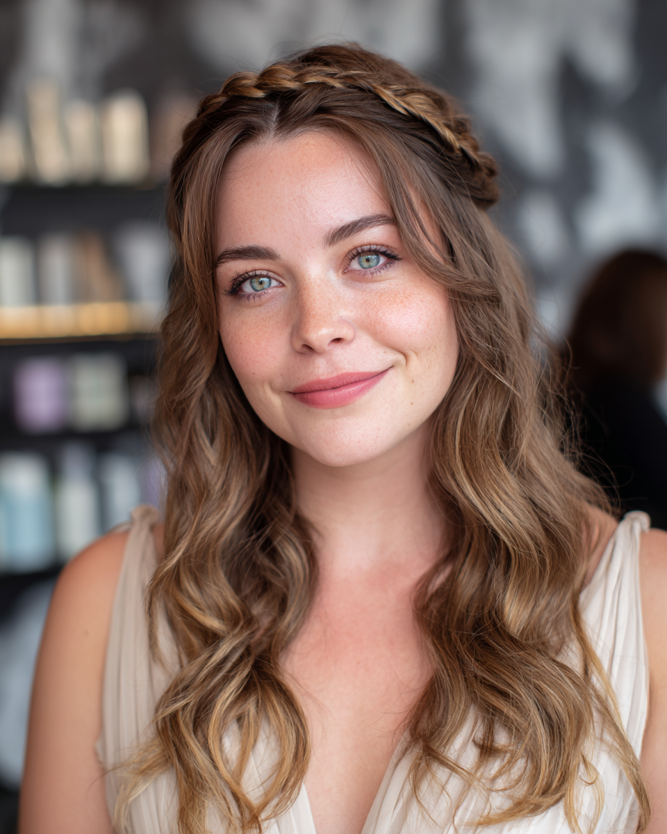 Bohemian Half-Up Braid with Soft Waves
