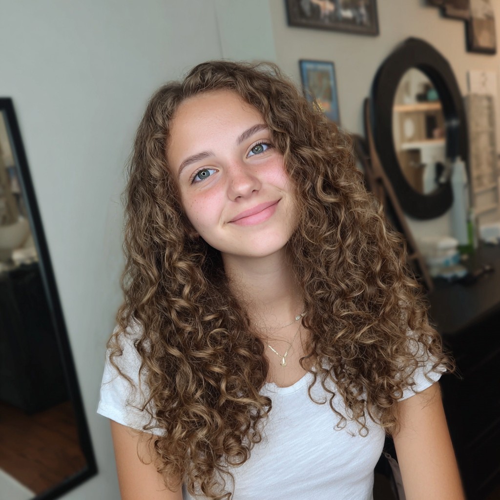 Bouncy Long Blonde Curly Layers