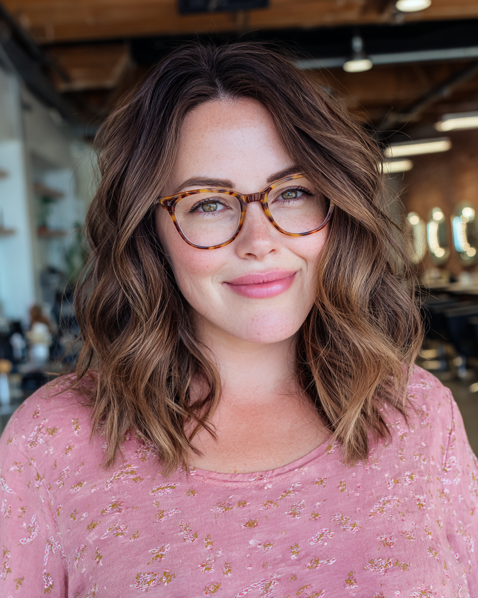 Chic Brown Balayage with Soft Waves