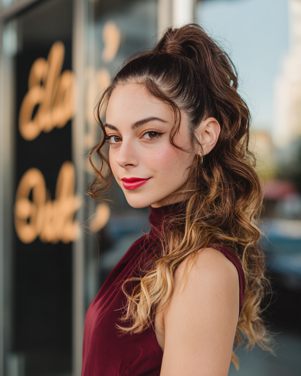 Chic High Ponytail with Soft Waves