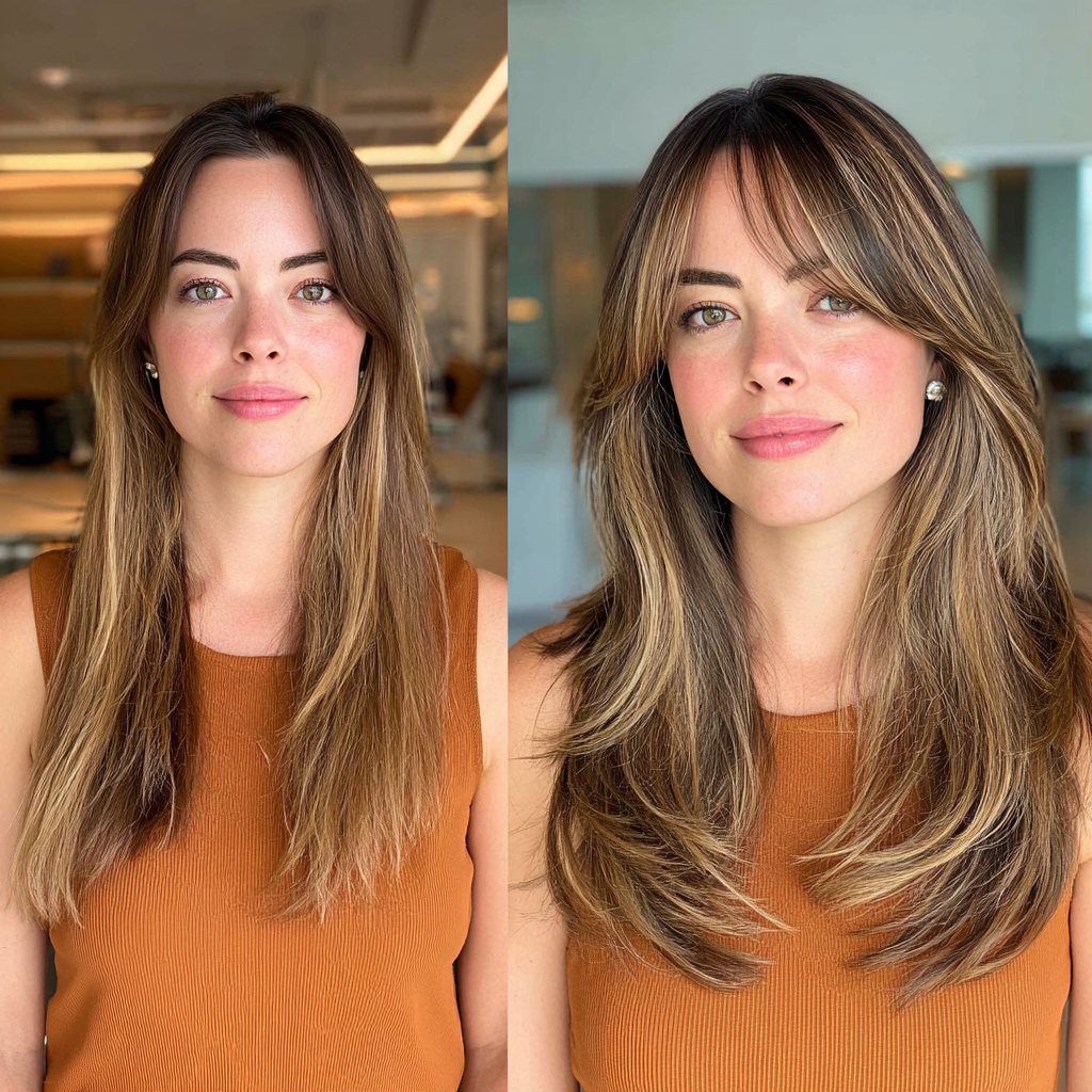 Chic Long Layers with Sun-Kissed Balayage