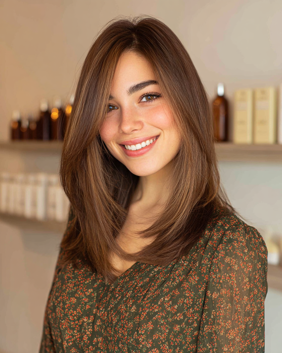 Chic Long Straight Cut with Subtle Layered Movement