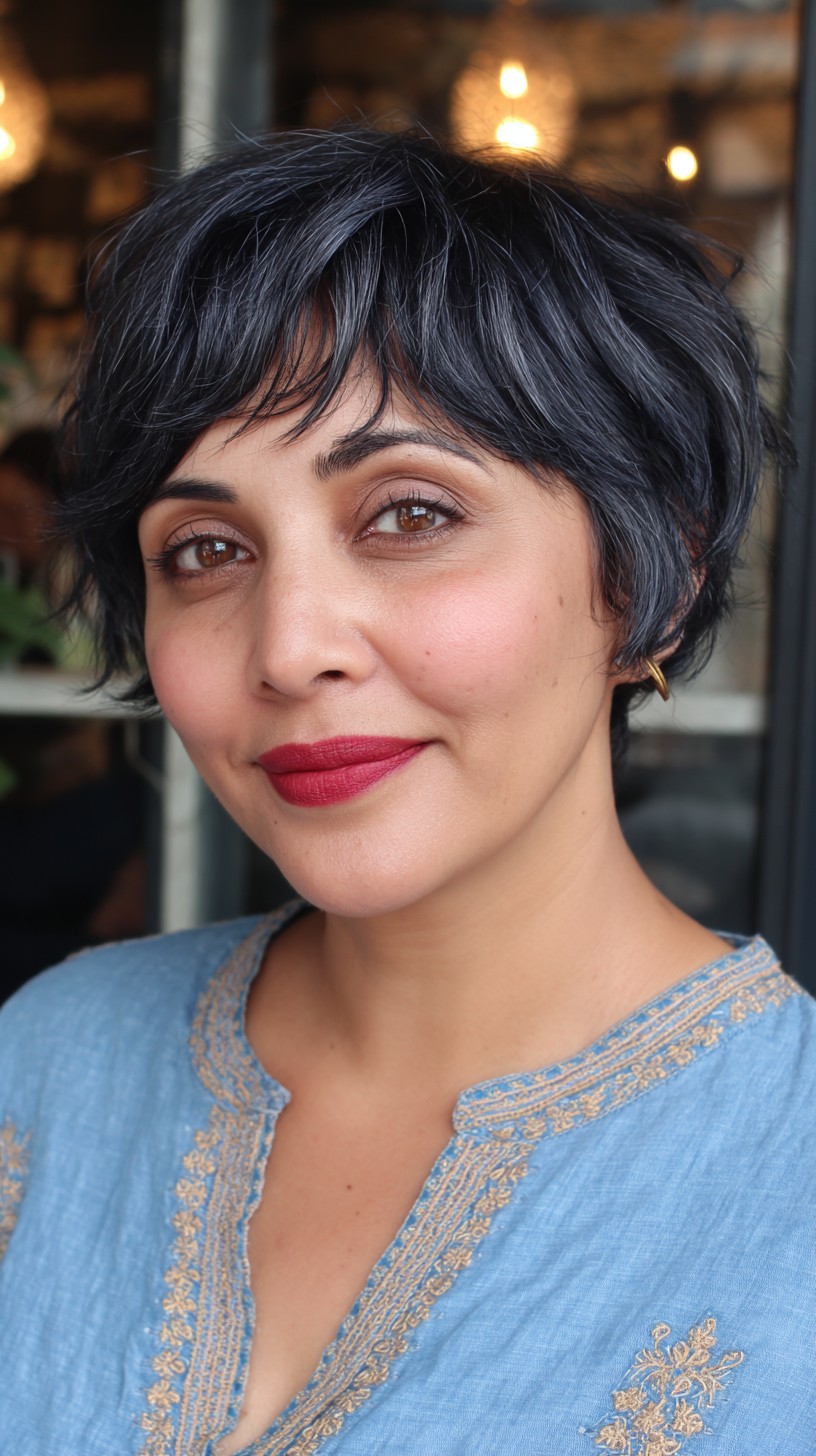 Chic Midnight Blue Textured Bob