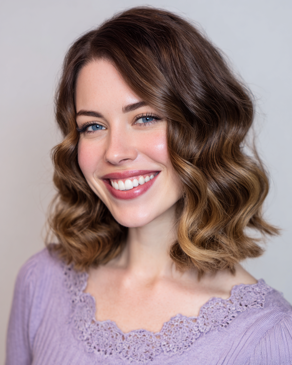 Chic Shaggy Brown Balayage with Loose Waves
