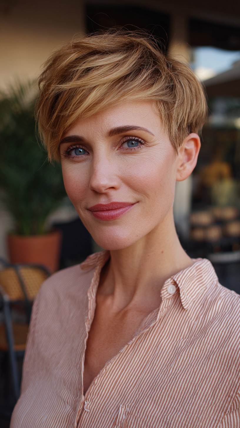 Chic Textured Pixie Cut with Soft Highlights