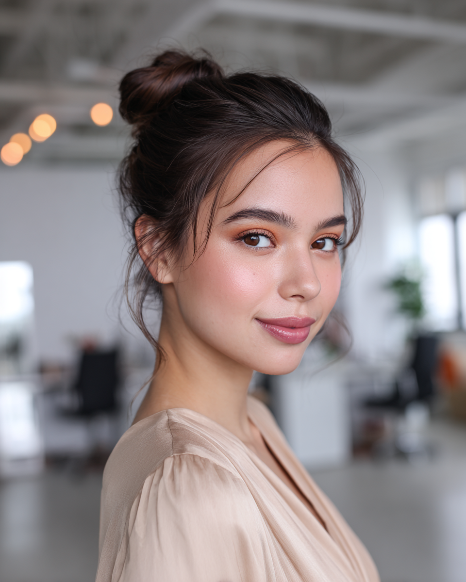 Chic Twisted Top Knot with Face-Framing Strands