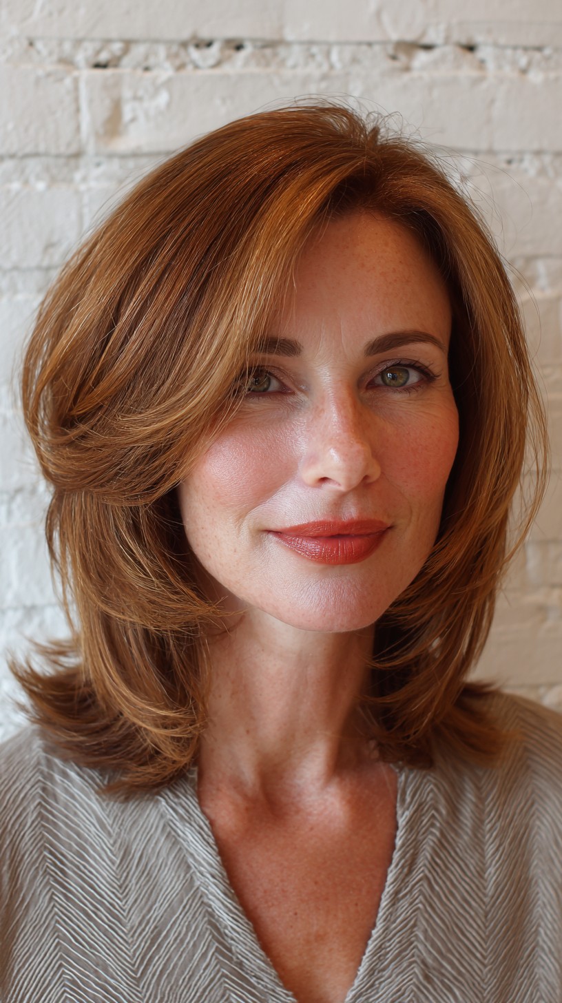 Elegant Chestnut Layers with Soft Flowing Waves