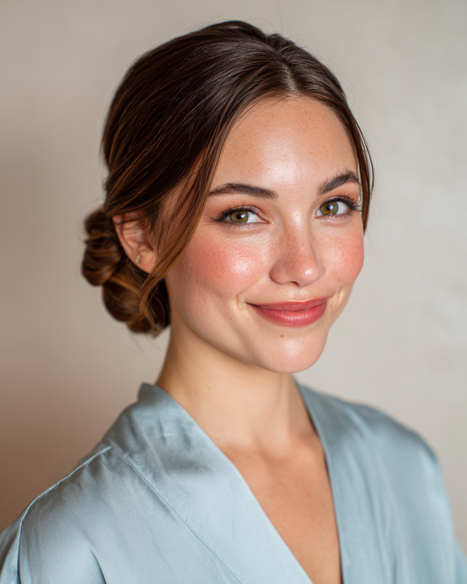 Elegant Low Bun with Soft Face-Framing Pieces