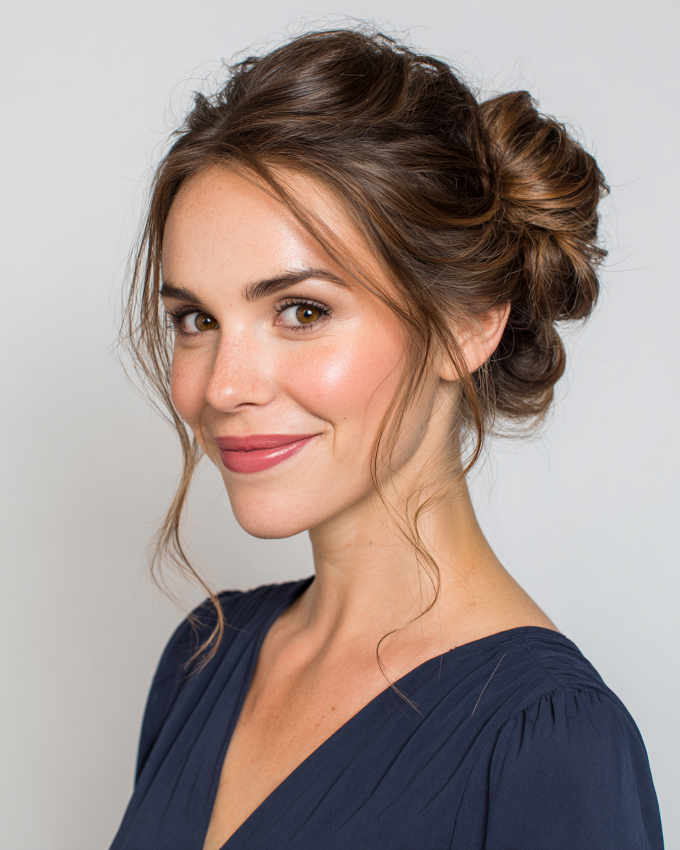 Elegant Textured Updo with Soft Tendrils
