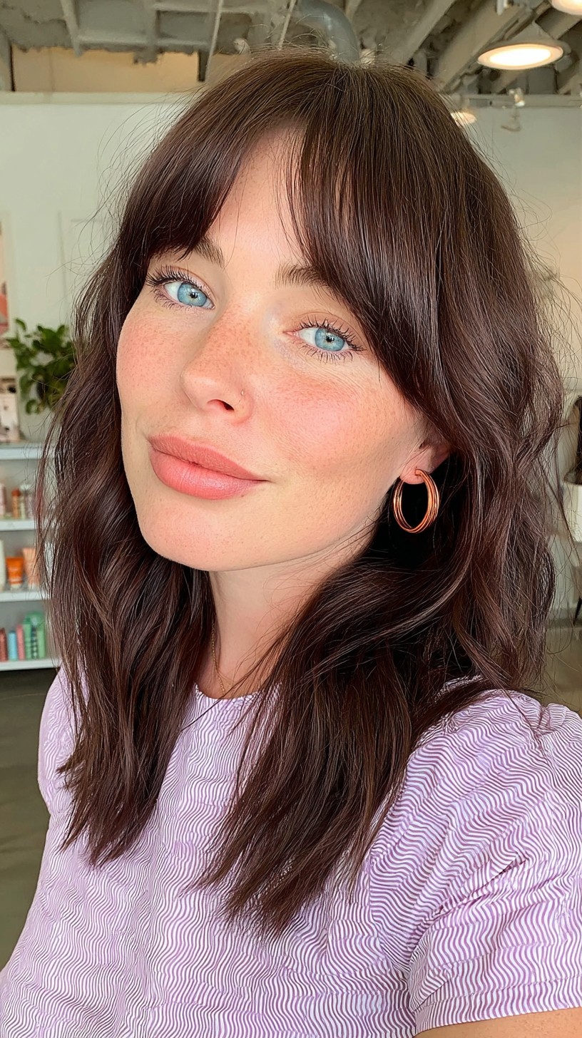 Lush Chocolate Waves with Deep Curtain Fringe